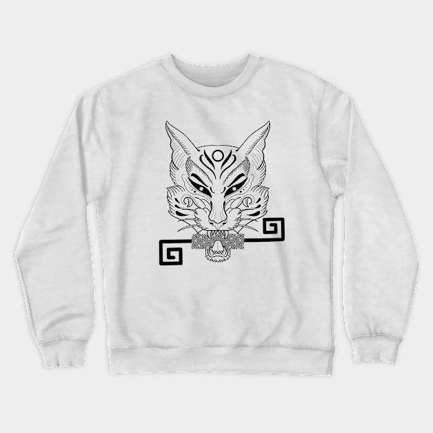 Kitsune fox mask with key Crewneck Sweatshirt by Blacklinesw9